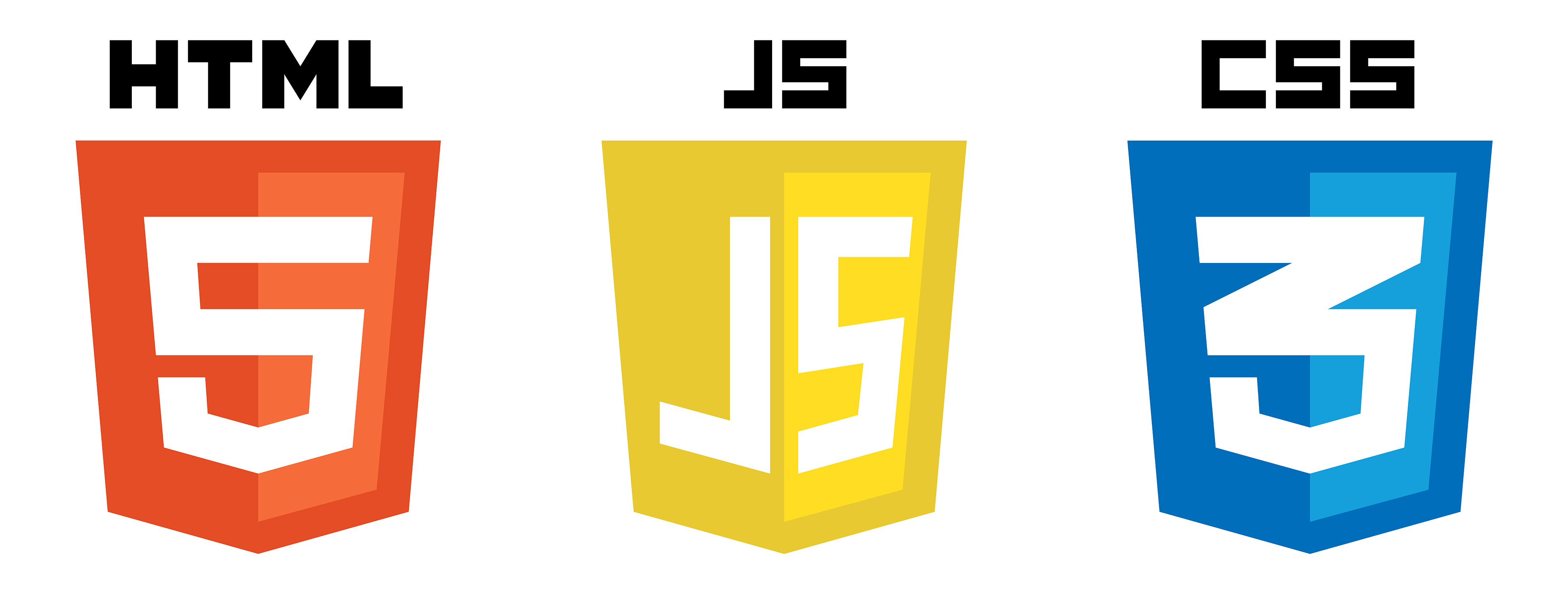 The HTML5, CSS3 and JS logos